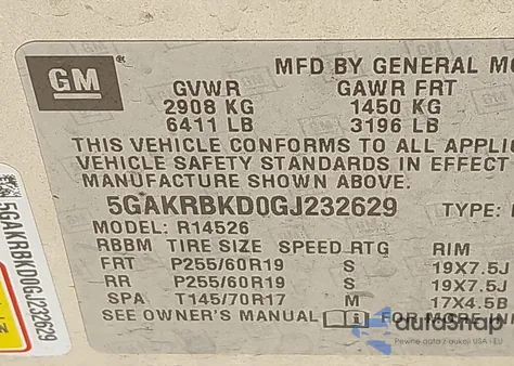 2016 Buick Enclave Leather из США, поврежденный, VIN 5GAKRBKD0GJ232629